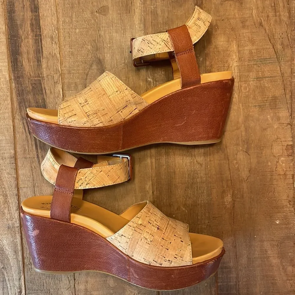 Kork-Ease Keirn Ankle Strap Platform Wedge Sandal - Natural Cork Size 9